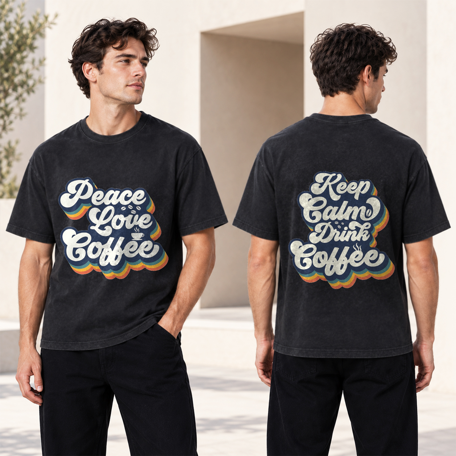 230g 男款水洗棉T恤（双面定制）
